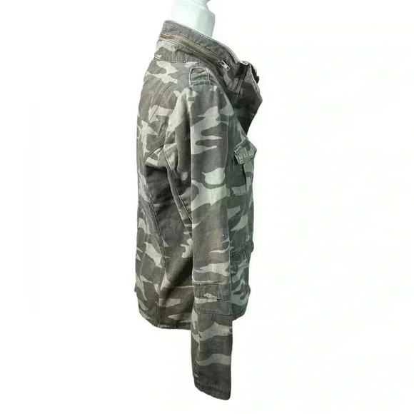 Angel Kiss Los Angeles Jacket Medium Green Camouflage Military Full Zip Snaps - Picture 4 of 7